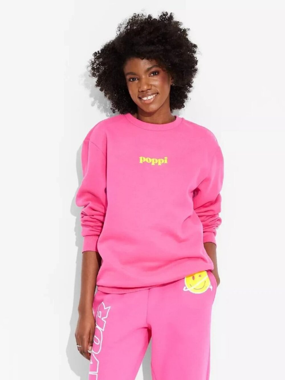 Poppi x Target Size Large (L) Women's Pink Poppi Graphic Pullover Sweatshirt wit